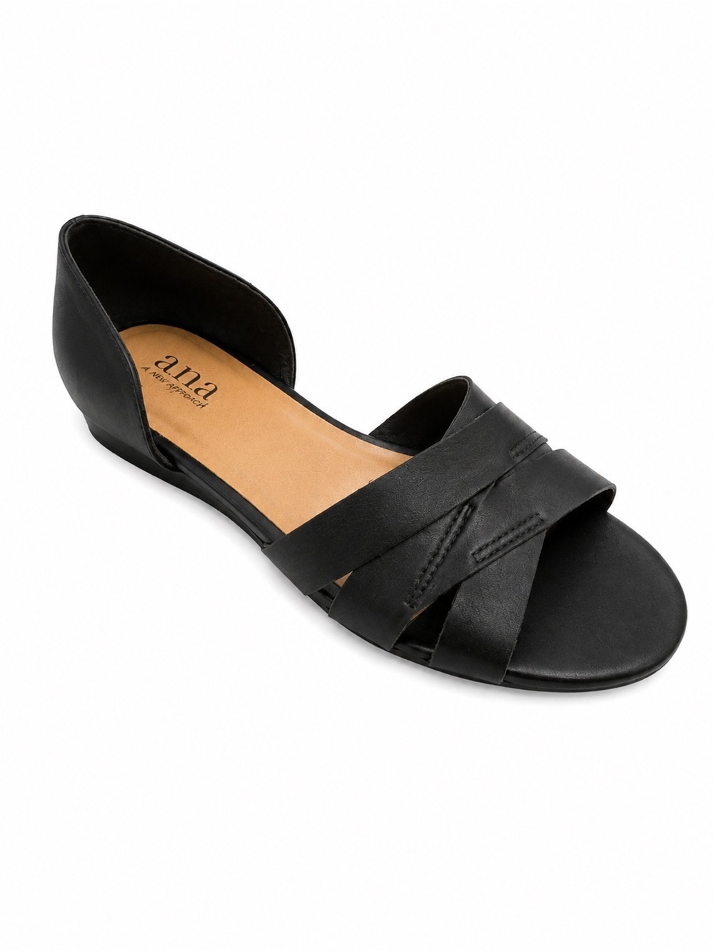 a.n.a D’Orsay Sandals 7M Black Crisscross Comfort Flats Barely Worn - Picture 3 of 5